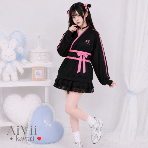 AiVii Kimono Track Jacket With Obi