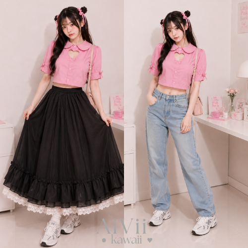 AiVii Amour Heart Crop Top